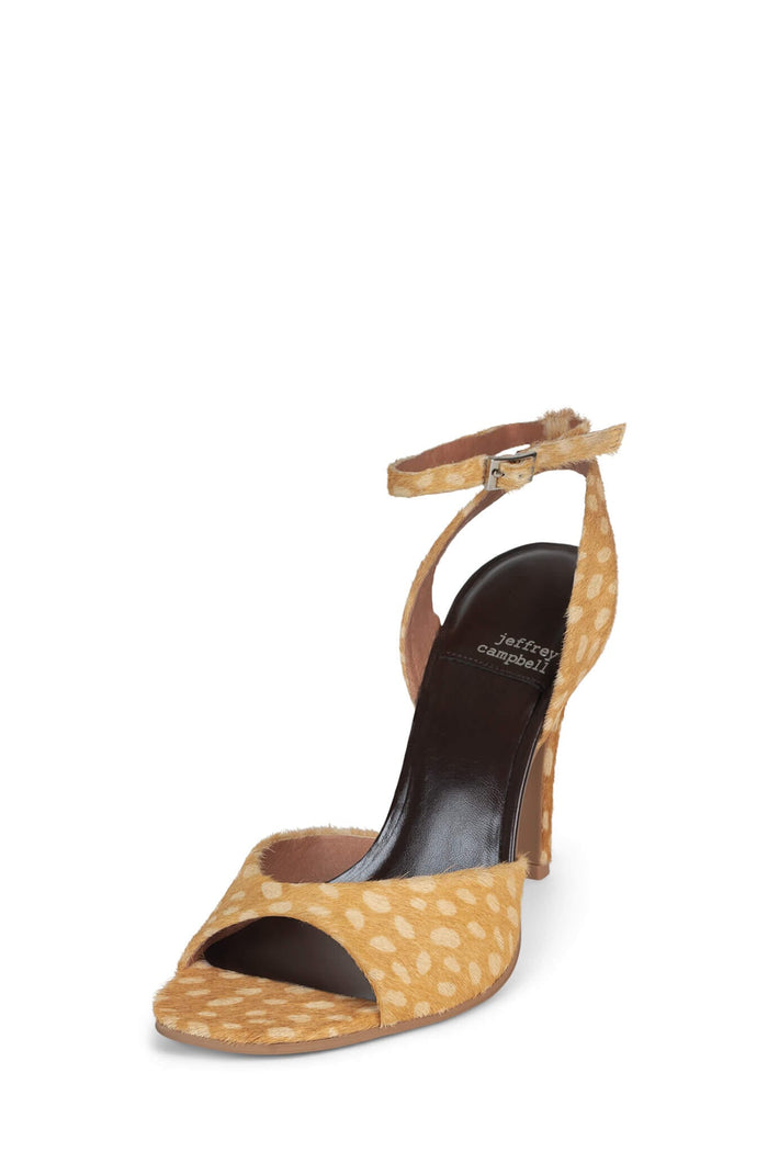 BAR-HOP-F Jeffrey Campbell Heeled Sandals Tan Cream Dot