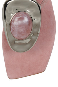 BAZAAR Jeffrey Campbell Flat Sandal Pink Suede Silver