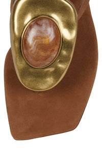 BAZAAR Jeffrey Campbell Flat Sandal Orange Suede Combo