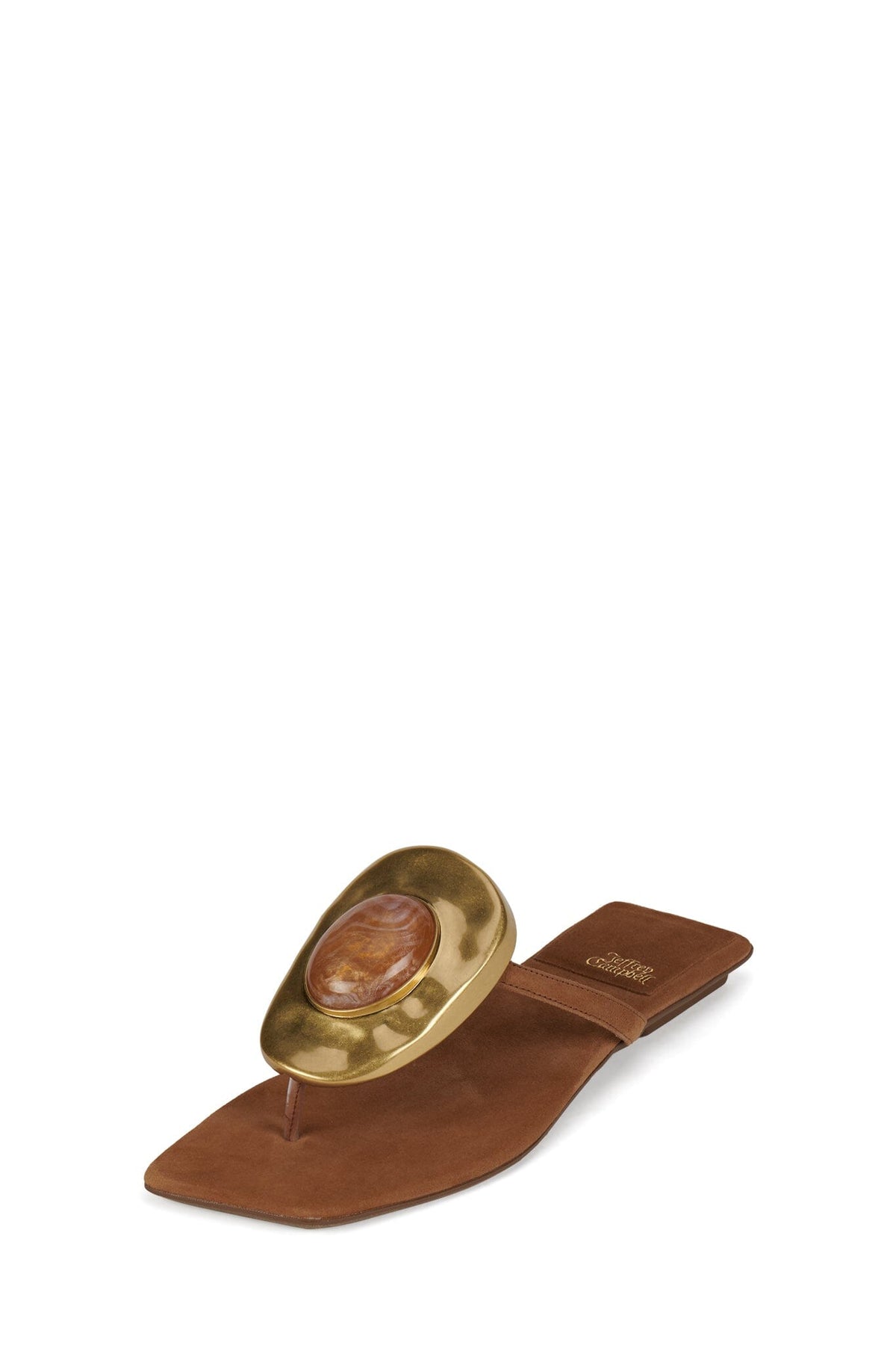 BAZAAR Jeffrey Campbell Flat Sandal Orange Suede Combo _hover