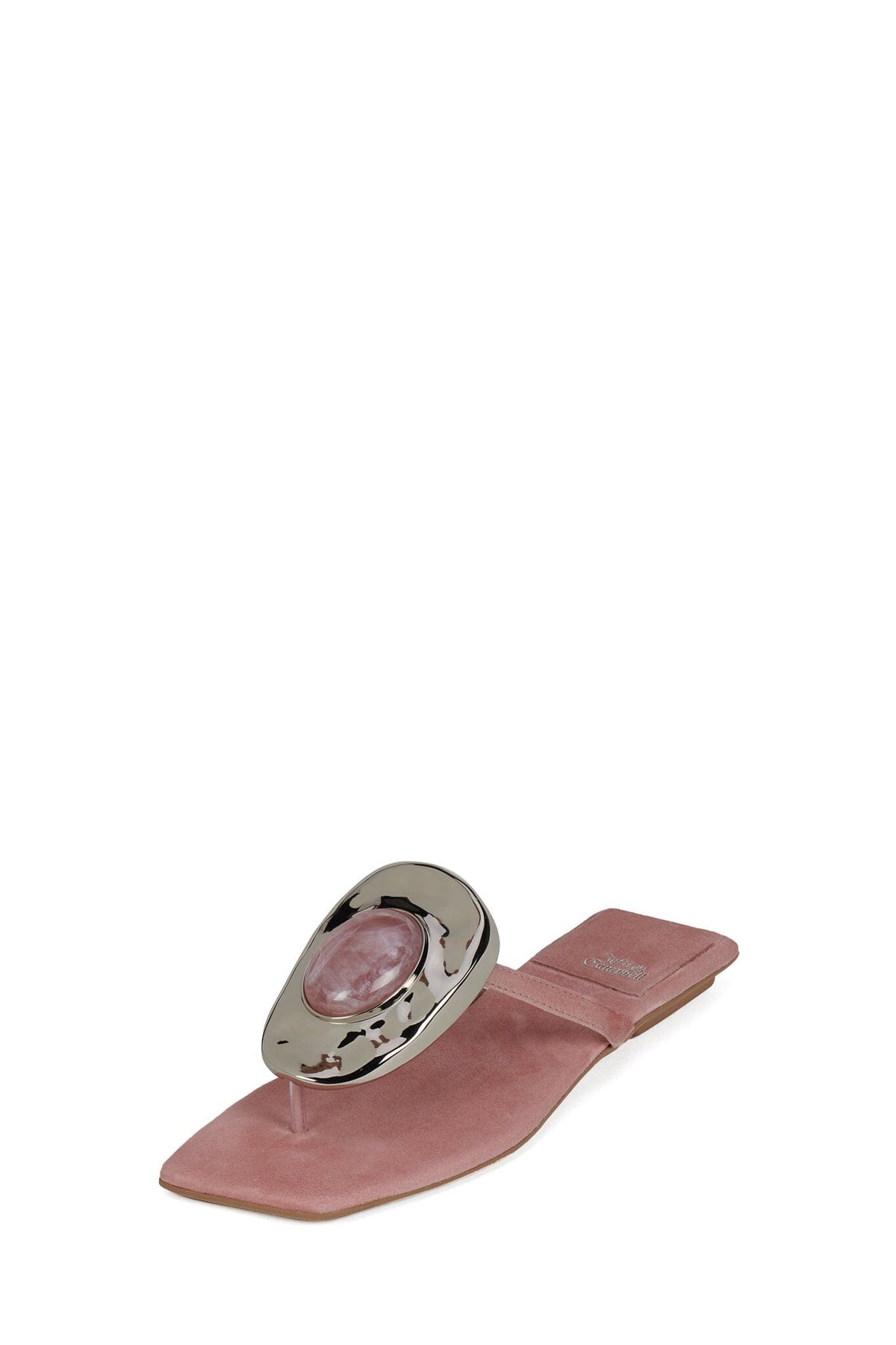 BAZAAR Jeffrey Campbell Flat Sandal Pink Suede Silver _hover