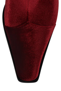 BE-BOLD-EM Jeffrey Campbell Mid-Calf Boot Wine Velvet Floral Multi