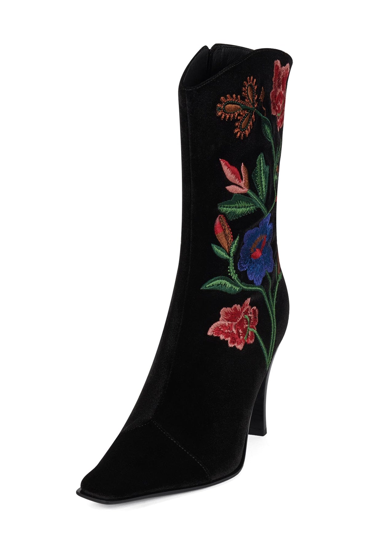 BE-BOLD-EM Jeffrey Campbell Mid-Calf Boot Black Velvet Floral Multi
_hover