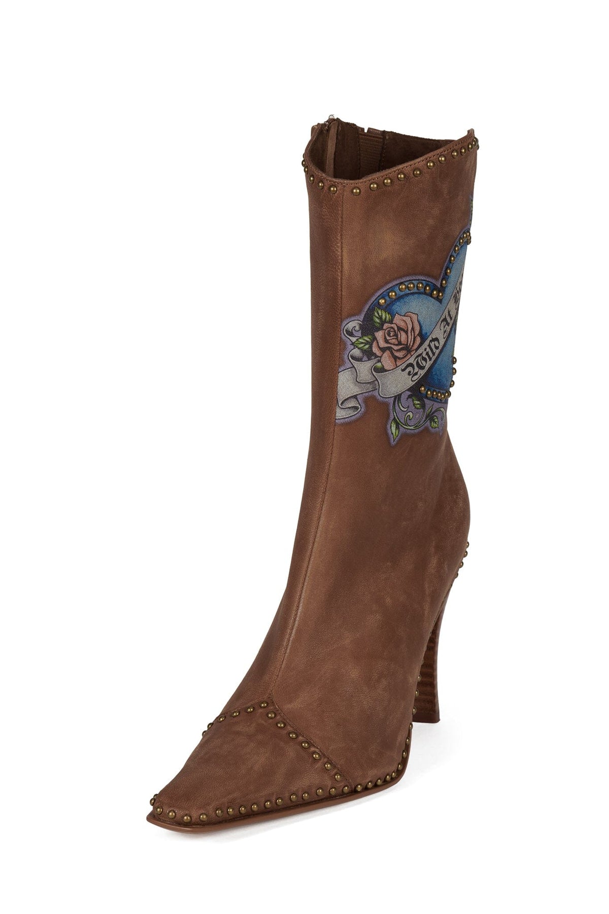 BE-BOLD-ST Mid-Calf Heeled Boot Brown Brush Wild Combo _hover