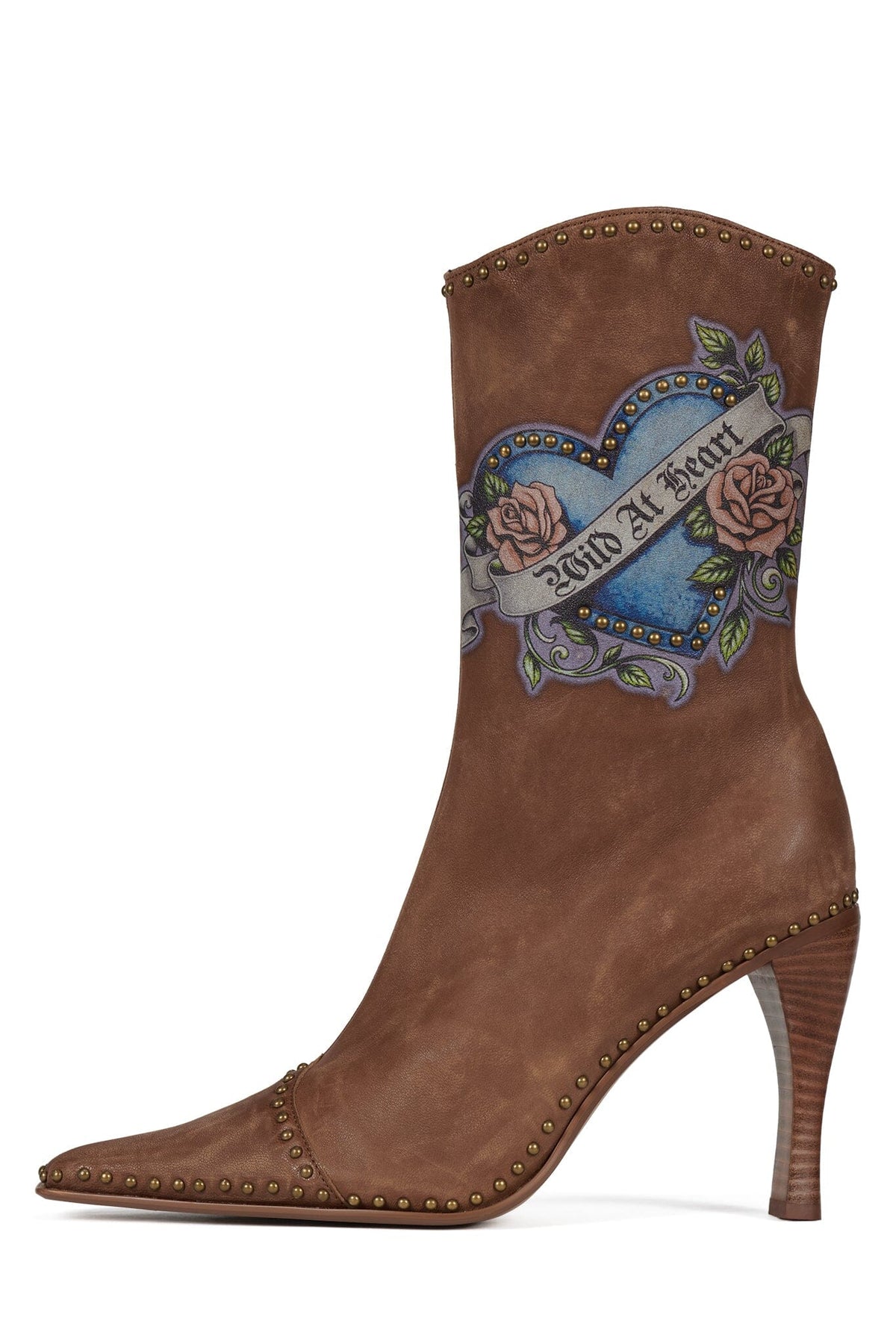 BE-BOLD-ST Mid-Calf Heeled Boot Brown Brush Wild Combo