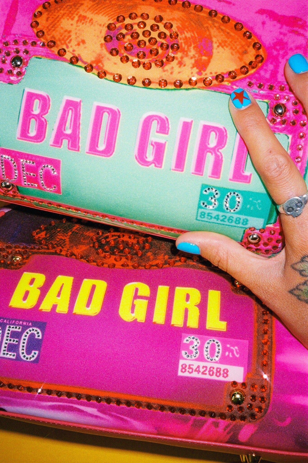 BEEP-BEEP Jeffrey Campbell Clutch Fuchsia Bad Girl Combo 