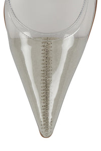 BEHOLD Jeffrey Campbell Pointed-Toe Pump Clear Beige Combo