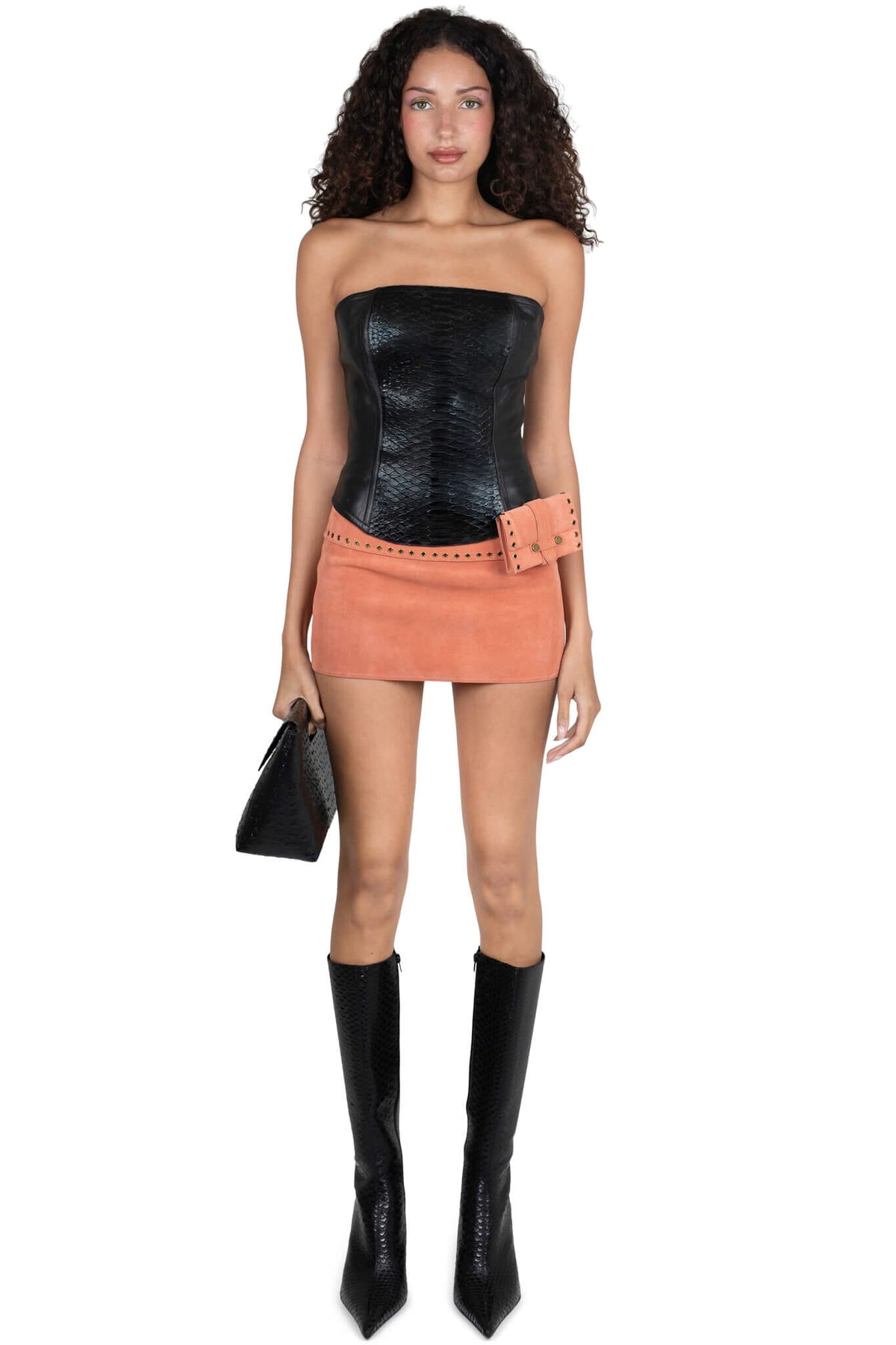 BOLSITA Jeffrey Campbell Mini Skirt Peach Suede 