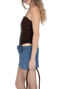 BOLSITA Jeffrey Campbell Mini Skirt Blue Suede