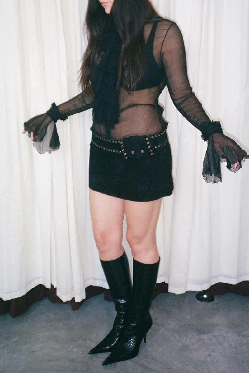 BOLSITA SKIRT Jeffrey Campbell Mini Skirt Black Suede