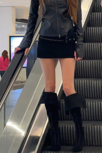 BOLSITA SKIRT Jeffrey Campbell Mini Skirt Black Suede