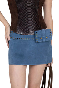 BOLSITA Jeffrey Campbell Mini Skirt Blue Suede