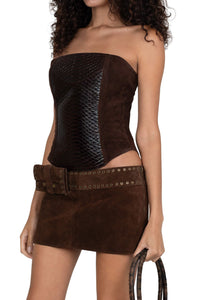 BOLSITA Jeffrey Campbell Mini Skirt Brown Suede _hover
