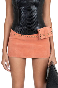 BOLSITA Jeffrey Campbell Mini Skirt Peach Suede _hover
