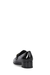 BOOK-SMART Jeffrey Campbell Block-Heel Loafer Black Crinkle Pat