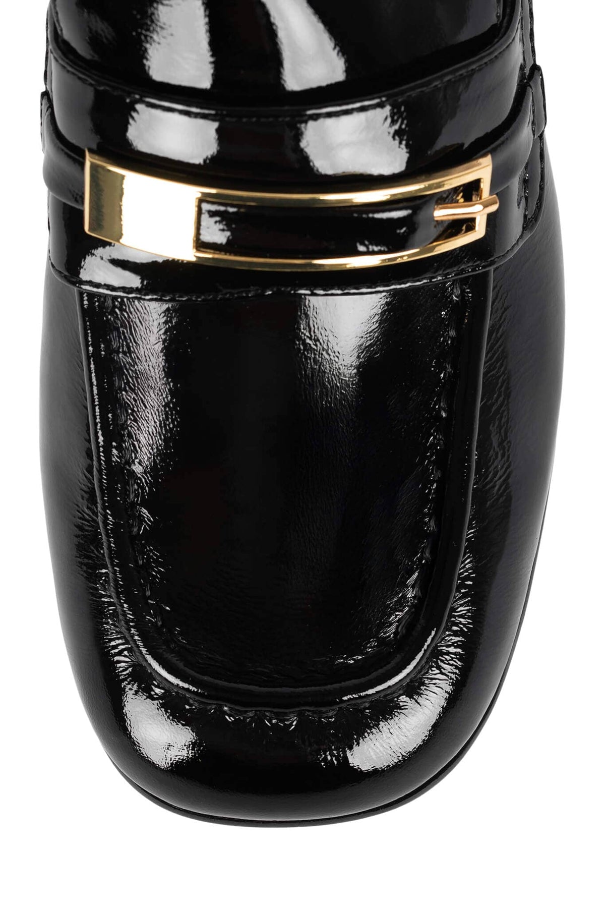 BOOK-SMART Jeffrey Campbell Block-Heel Loafer Black Crinkle Pat