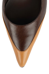BOOSHKY Slingback Heel Brown Tan Combo