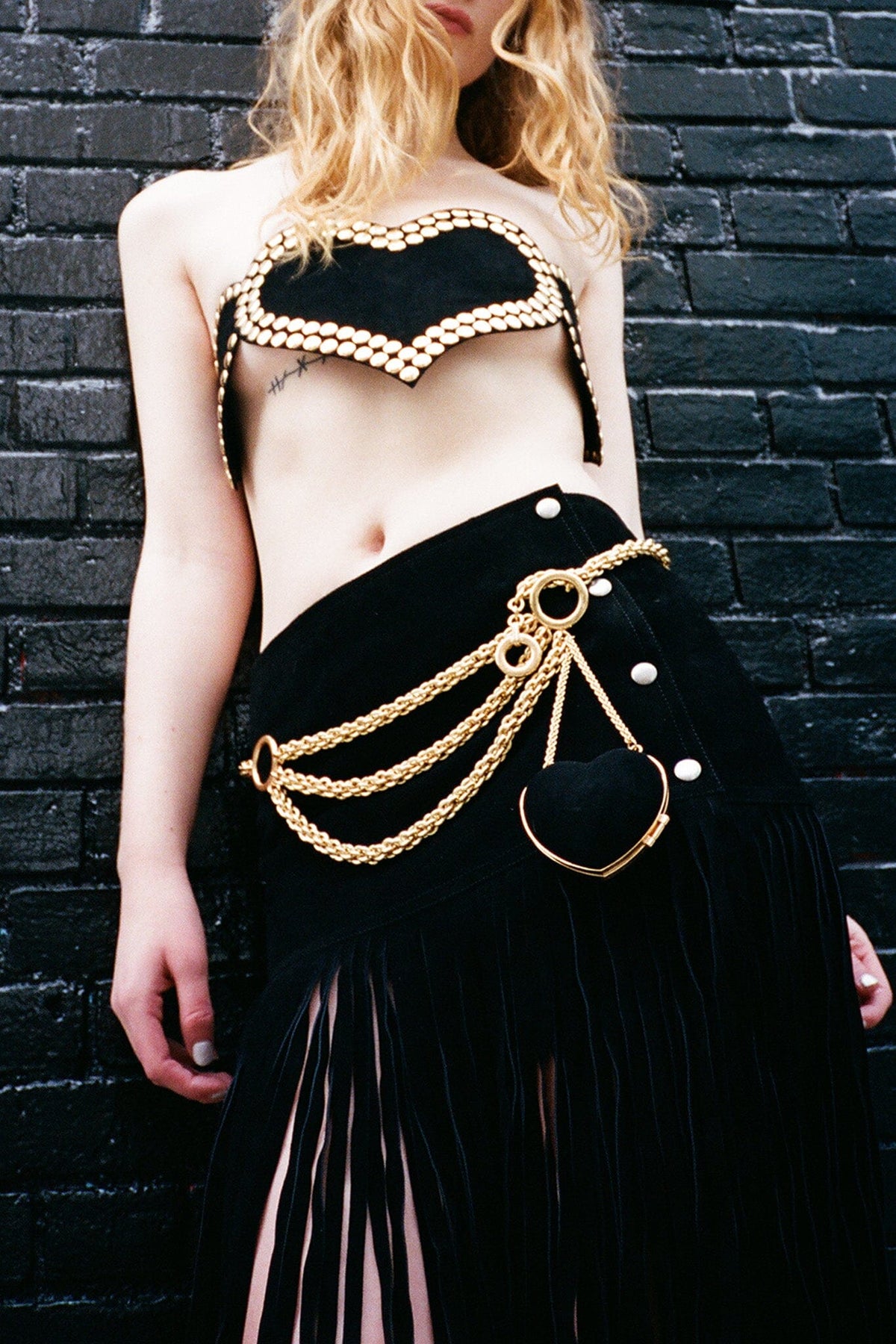 BPM Jeffrey Campbell Belt Black Suede Gold