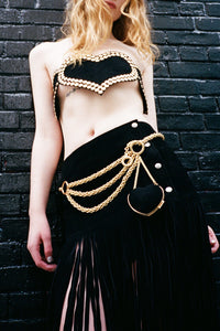 BPM Jeffrey Campbell Belt Black Suede Gold