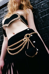 BPM Jeffrey Campbell Belt Black Suede Gold