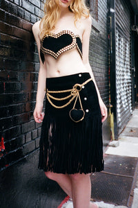 BPM Jeffrey Campbell Belt Black Suede Gold