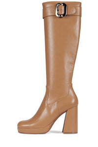 BRATTY-K Jeffrey Campbell Knee-High Boot Tan Stretch