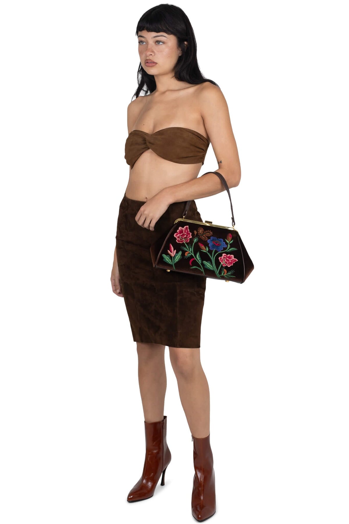 BRODERIE Jeffrey Campbell Handbags Brown Velvet Floral Multi