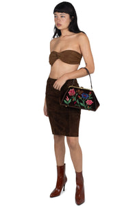 BRODERIE Jeffrey Campbell Handbags Brown Velvet Floral Multi