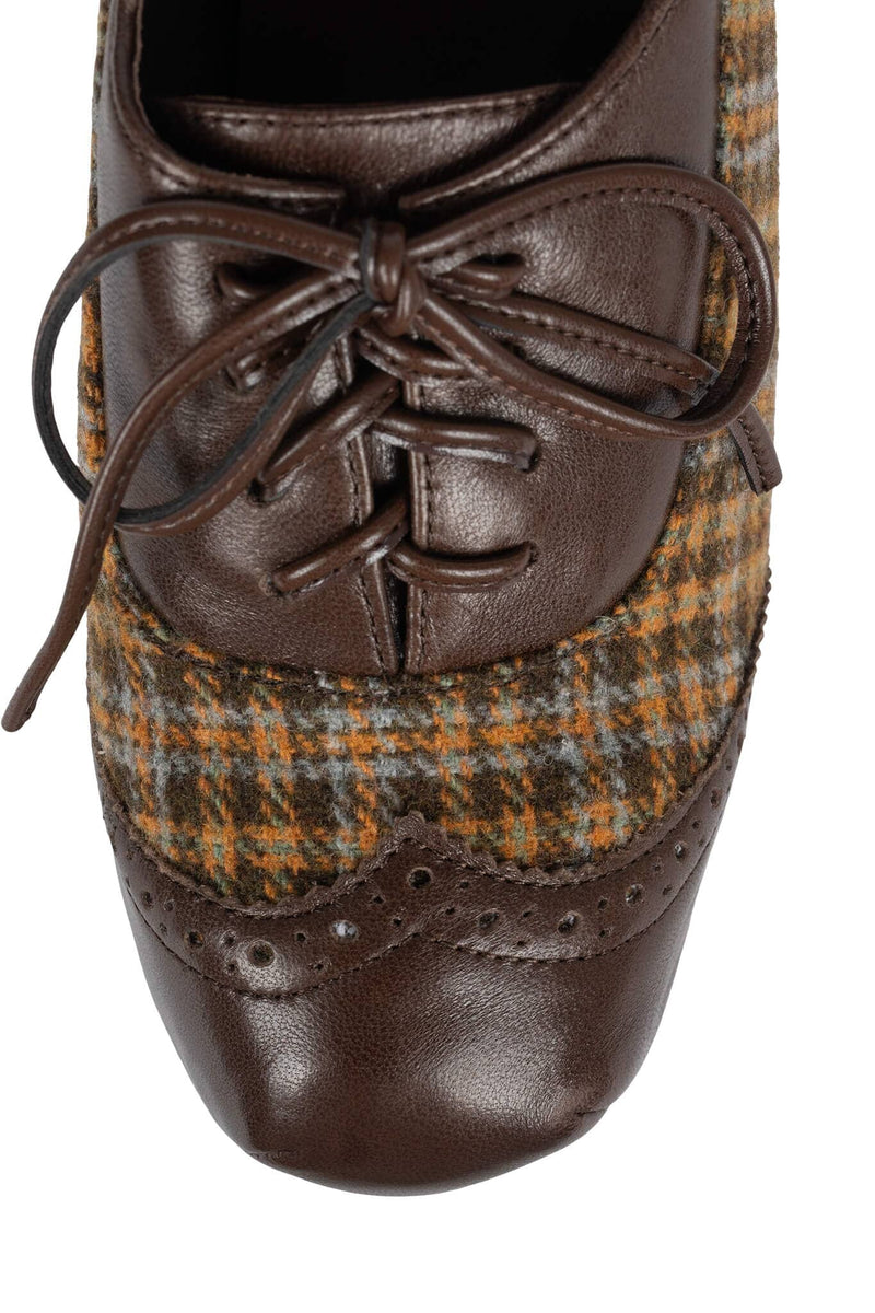 BRONTE Jeffrey Campbell Platform Oxford Espresso Pat Yellow Plaid