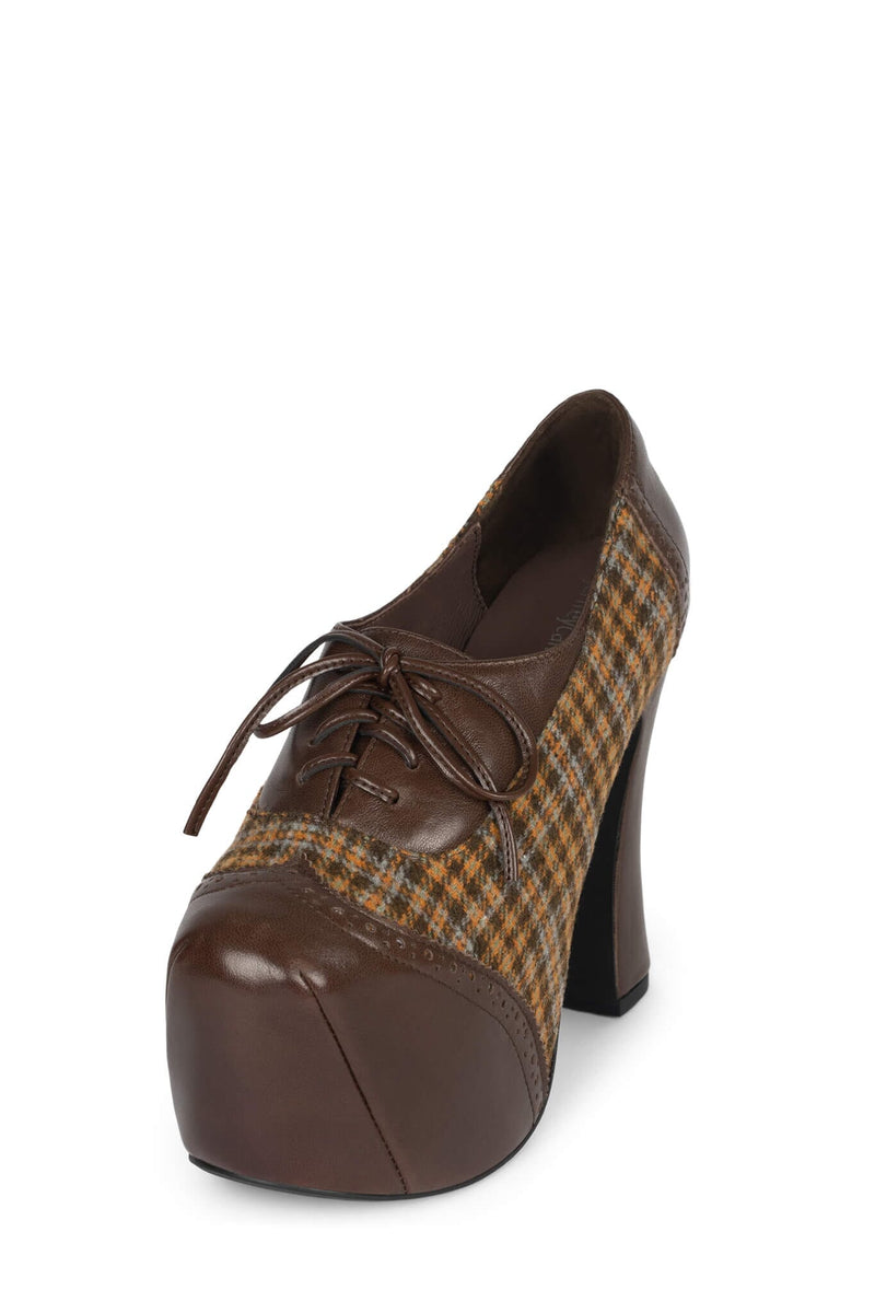 BRONTE Jeffrey Campbell Platform Oxford Espresso Pat Yellow Plaid
_hover