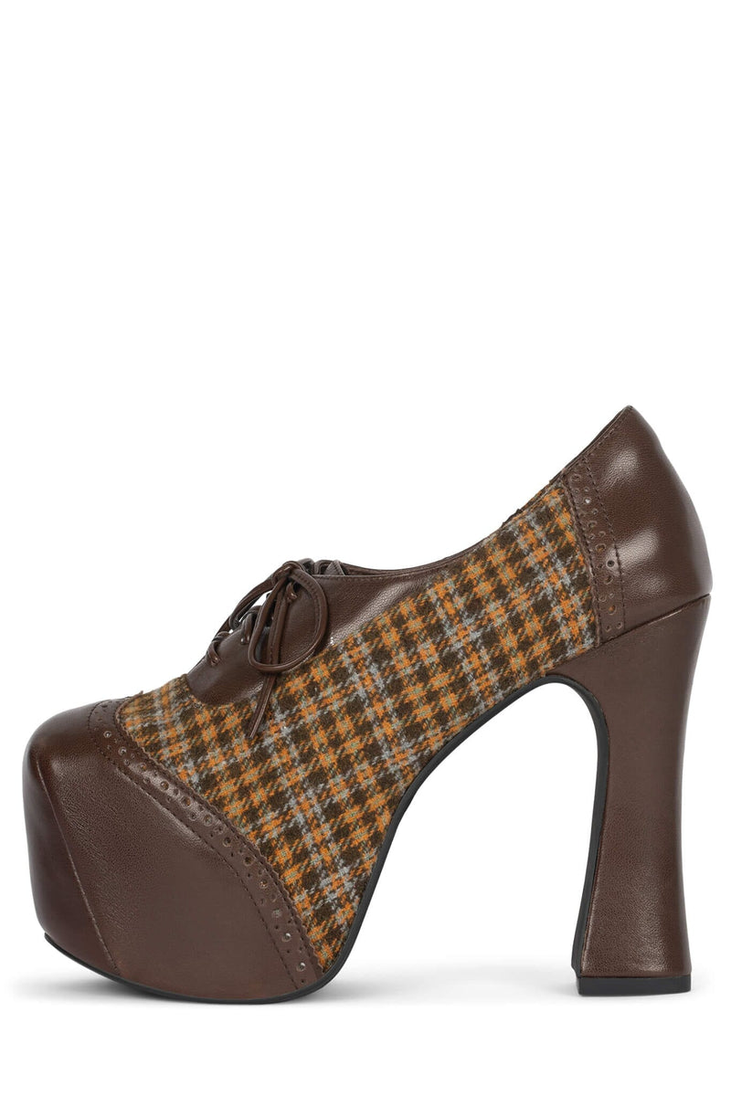 BRONTE Jeffrey Campbell Platform Oxford Espresso Pat Yellow Plaid