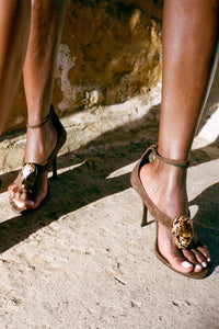 BRONZITE Jeffrey Campbell Thong Sandal Brown Suede