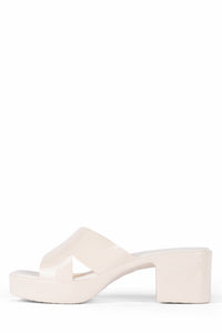 BUBBLEGUM Heeled Sandal Jeffrey Campbell Cream Shiny 6 