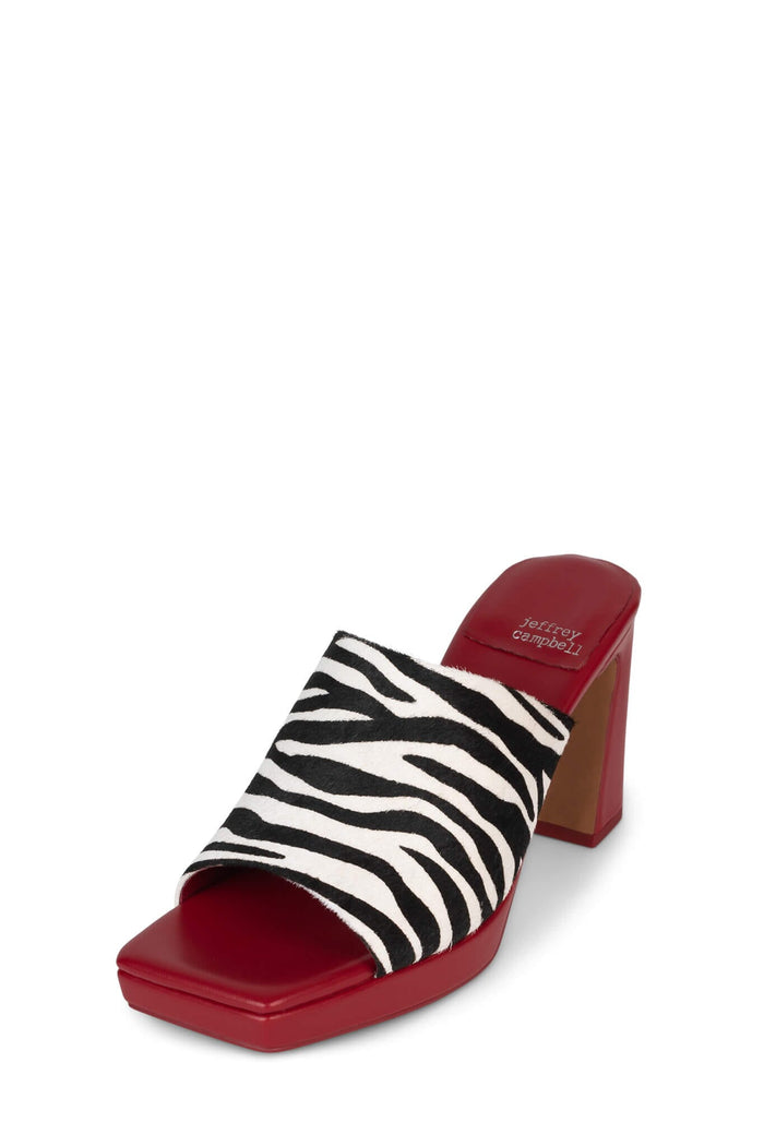 CAVIAR-F Jeffrey Campbell Platform Sandals Black White Zebra Red