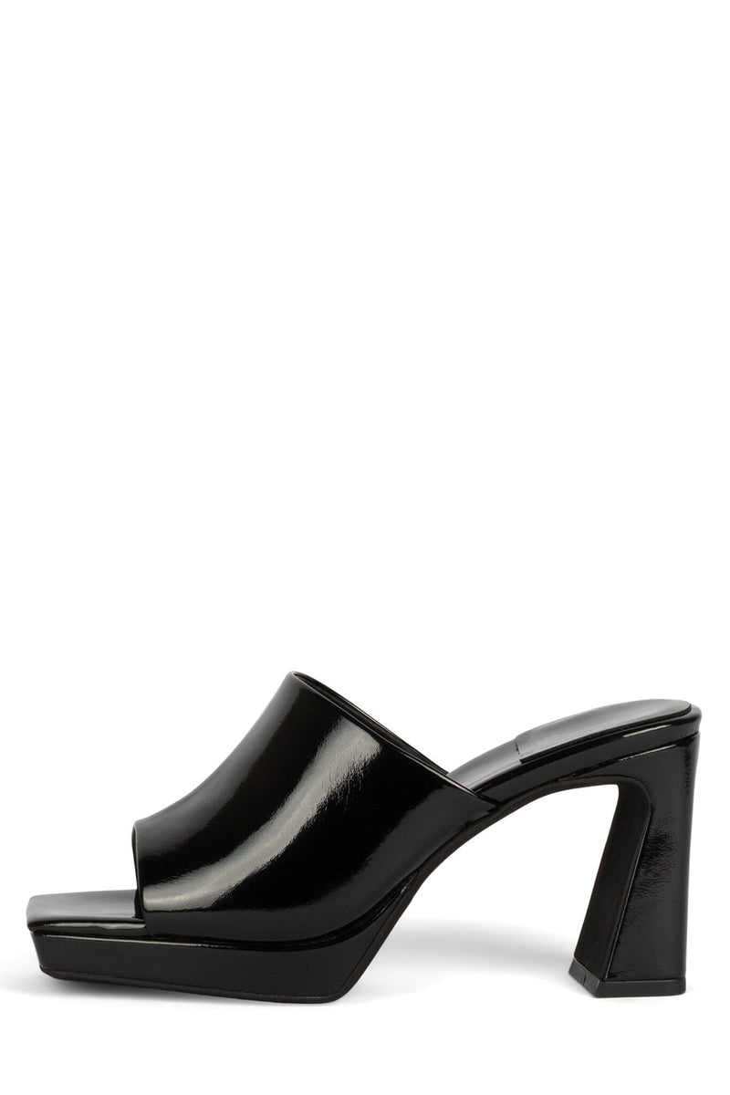 CAVIAR Platform Sandal RB Black Crinkle Patent 5 