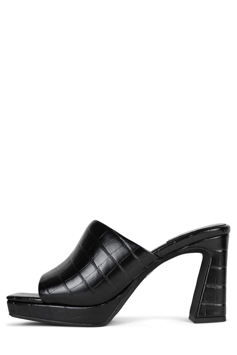 CAVIAR Platform Sandal RB Black Croco 6 