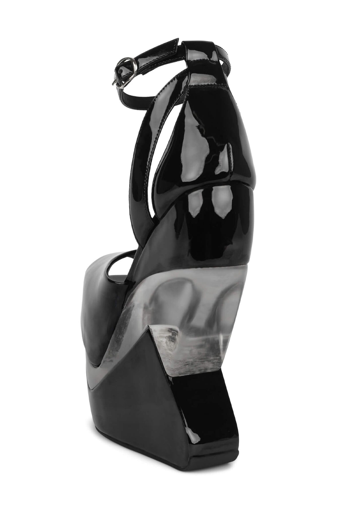 CELESTIAN Jeffrey Campbell Platform Wedge Sandal Black Patent