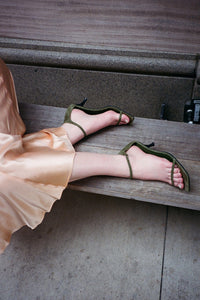 CELINA Jeffrey Campbell Kitten-Heel Sandal Olive Suede 
_hover