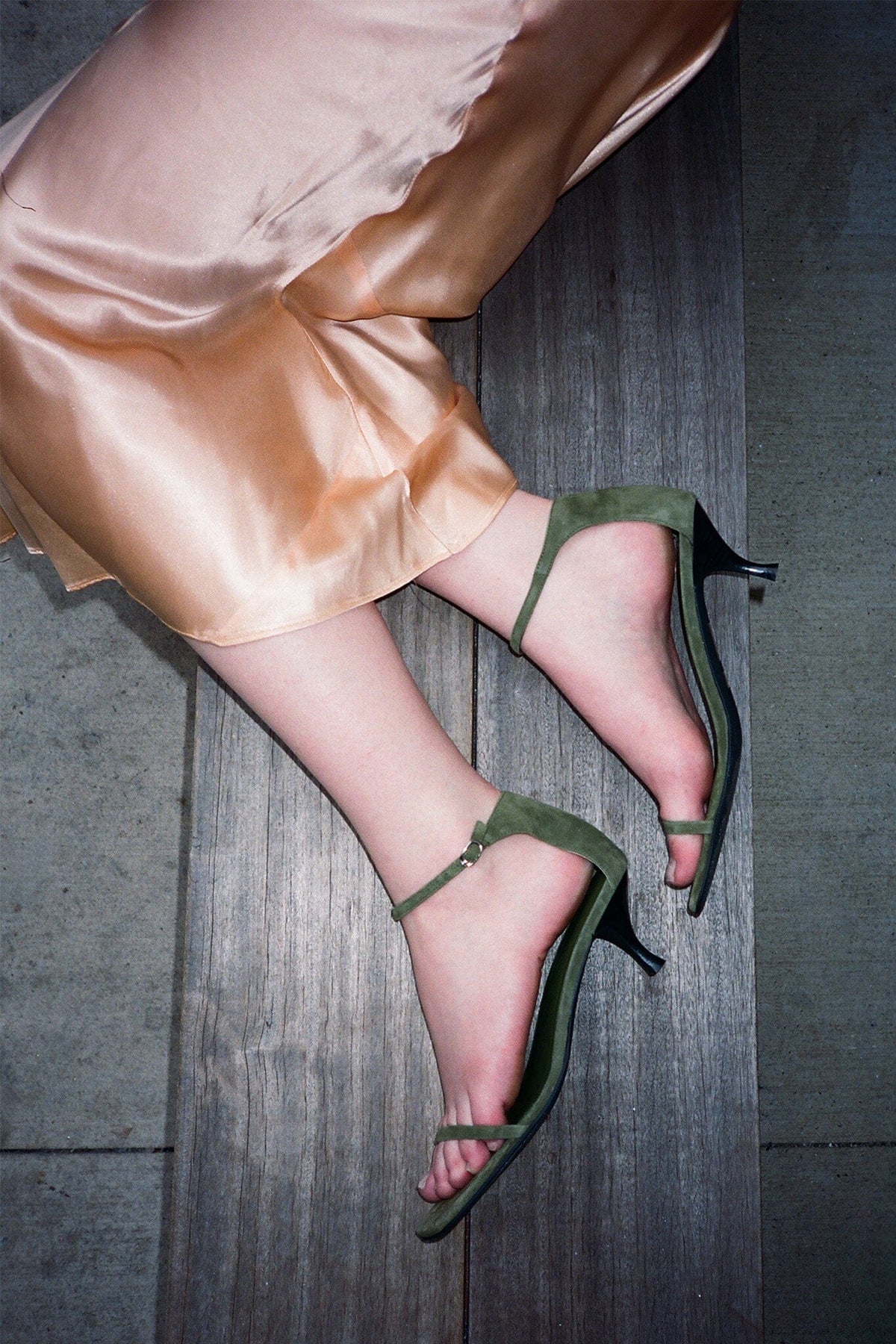 CELINA Jeffrey Campbell Kitten-Heel Sandal Olive Suede 