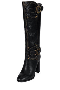 CHANTEL Jeffrey Campbell Knee-High Boots Black Crinkle Bronze
_hover