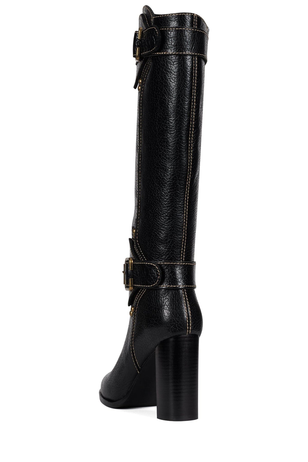 CHANTEL Jeffrey Campbell Knee-High Boots Black Crinkle Bronze 