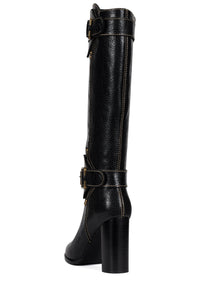 CHANTEL Jeffrey Campbell Knee-High Boots Black Crinkle Bronze 