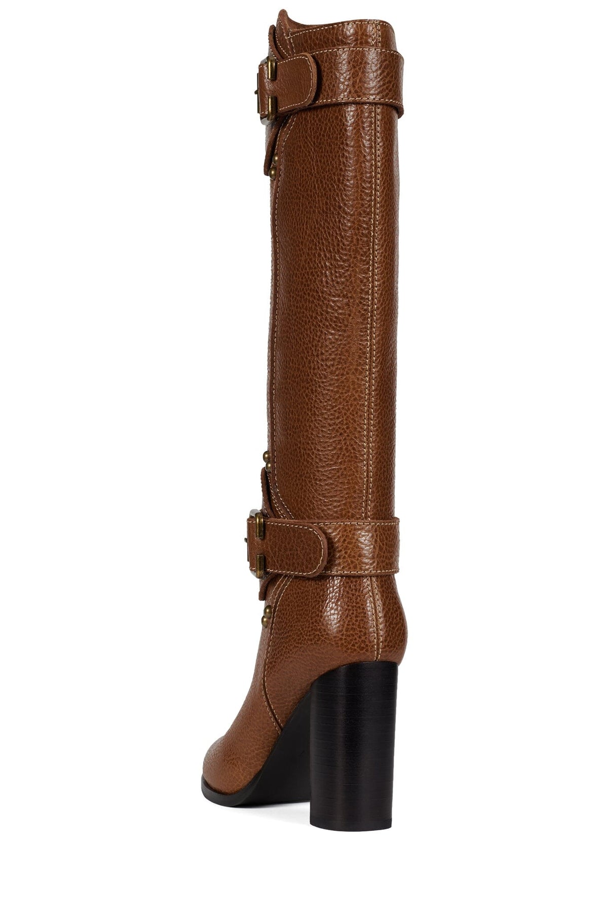 CHANTEL Jeffrey Campbell Knee-High Boots Tan Crinkle Bronze