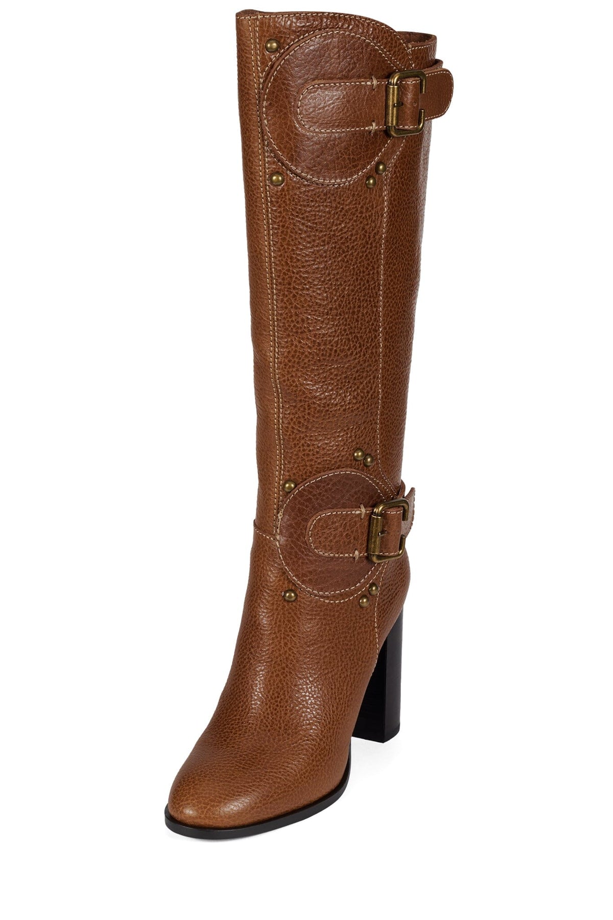 CHANTEL Jeffrey Campbell Knee-High Boots Tan Crinkle Bronze
_hover