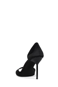 CHEAT-CODE Jeffrey Campbell Heeled Sandal Black Satin