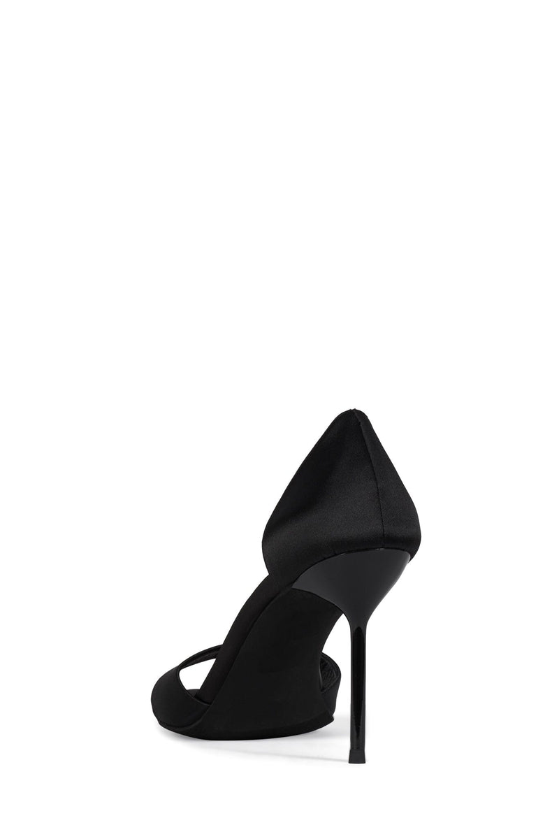 CHEAT-CODE Jeffrey Campbell Heeled Sandal Black Satin