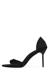 CHEAT-CODE Jeffrey Campbell Heeled Sandal Black Satin