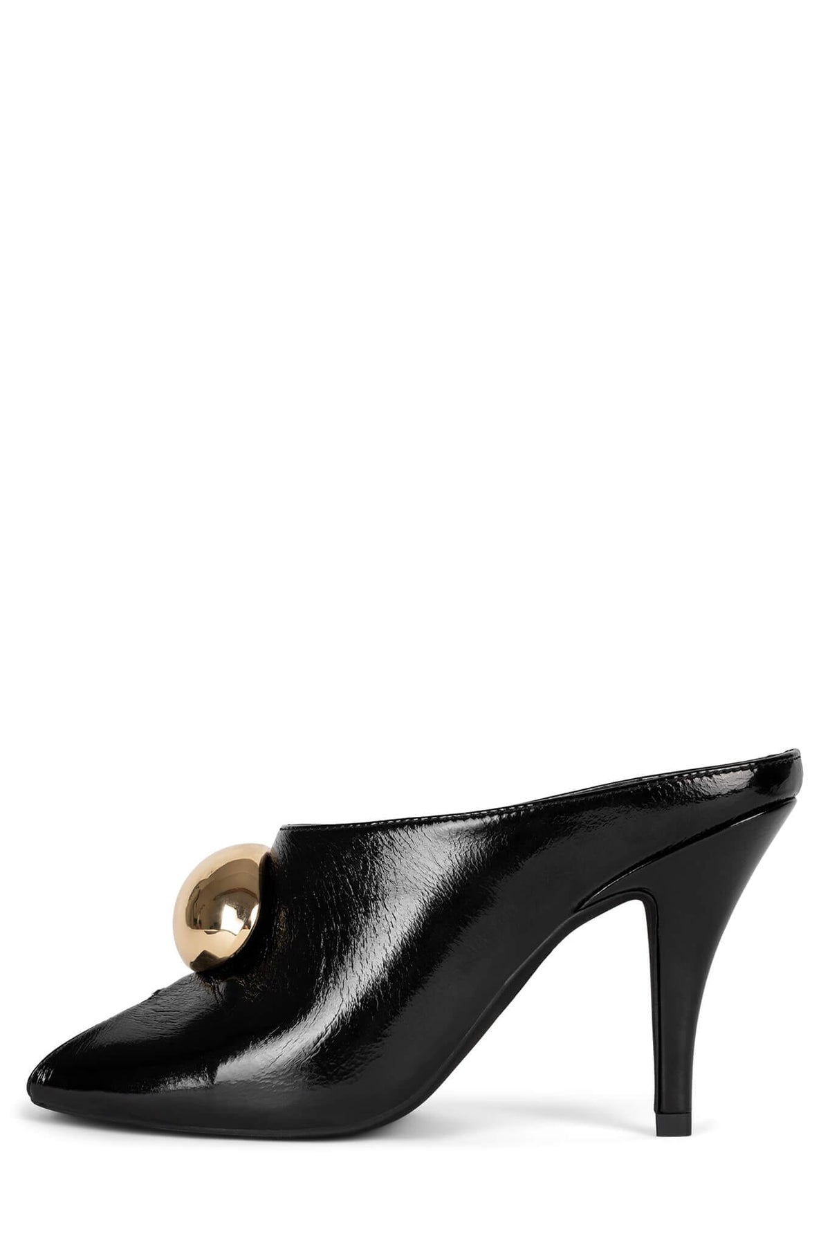 CHEEKY-O Jeffrey Campbell Heeled Mules Black Crinkle Gold