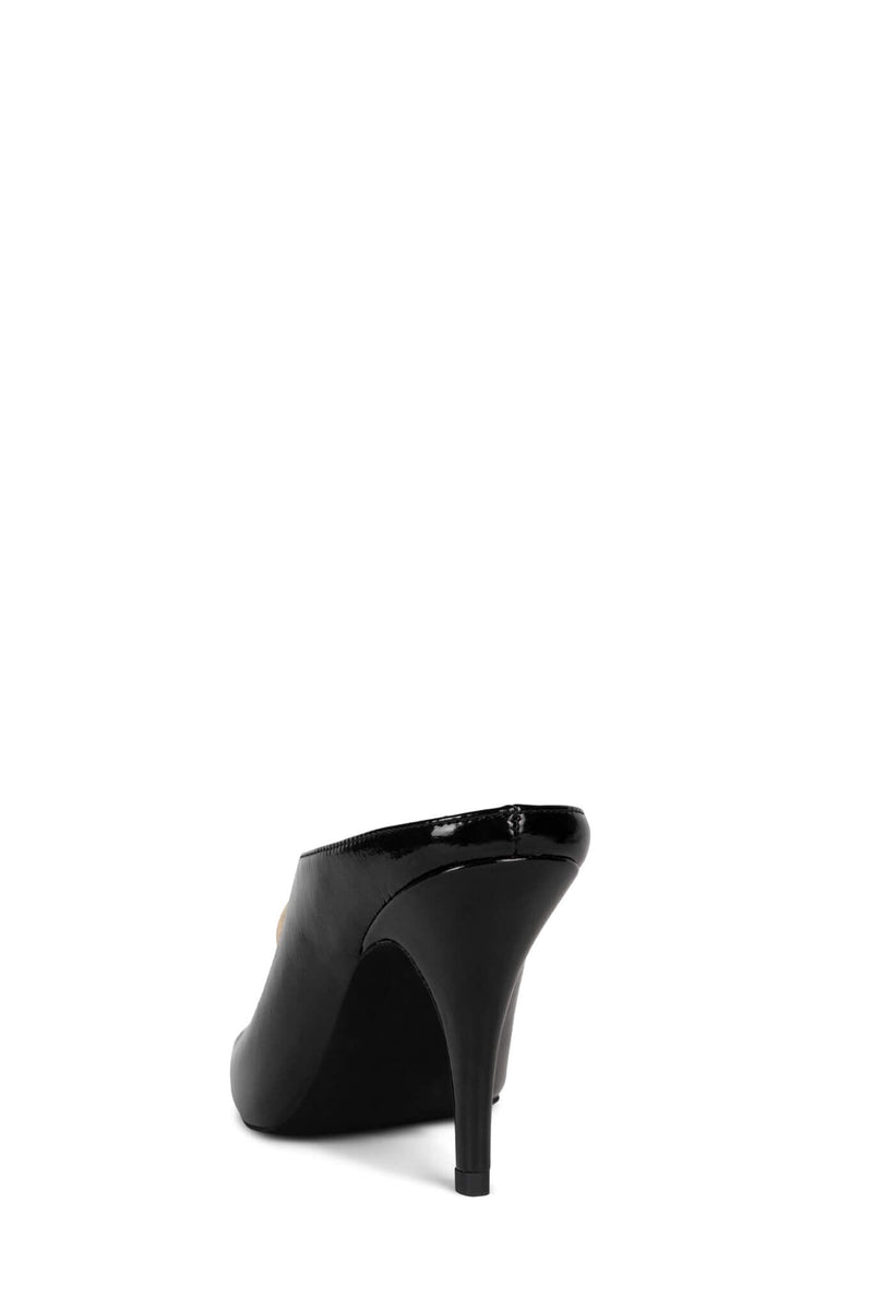 CHEEKY-O Jeffrey Campbell Heeled Mules Black Crinkle Gold