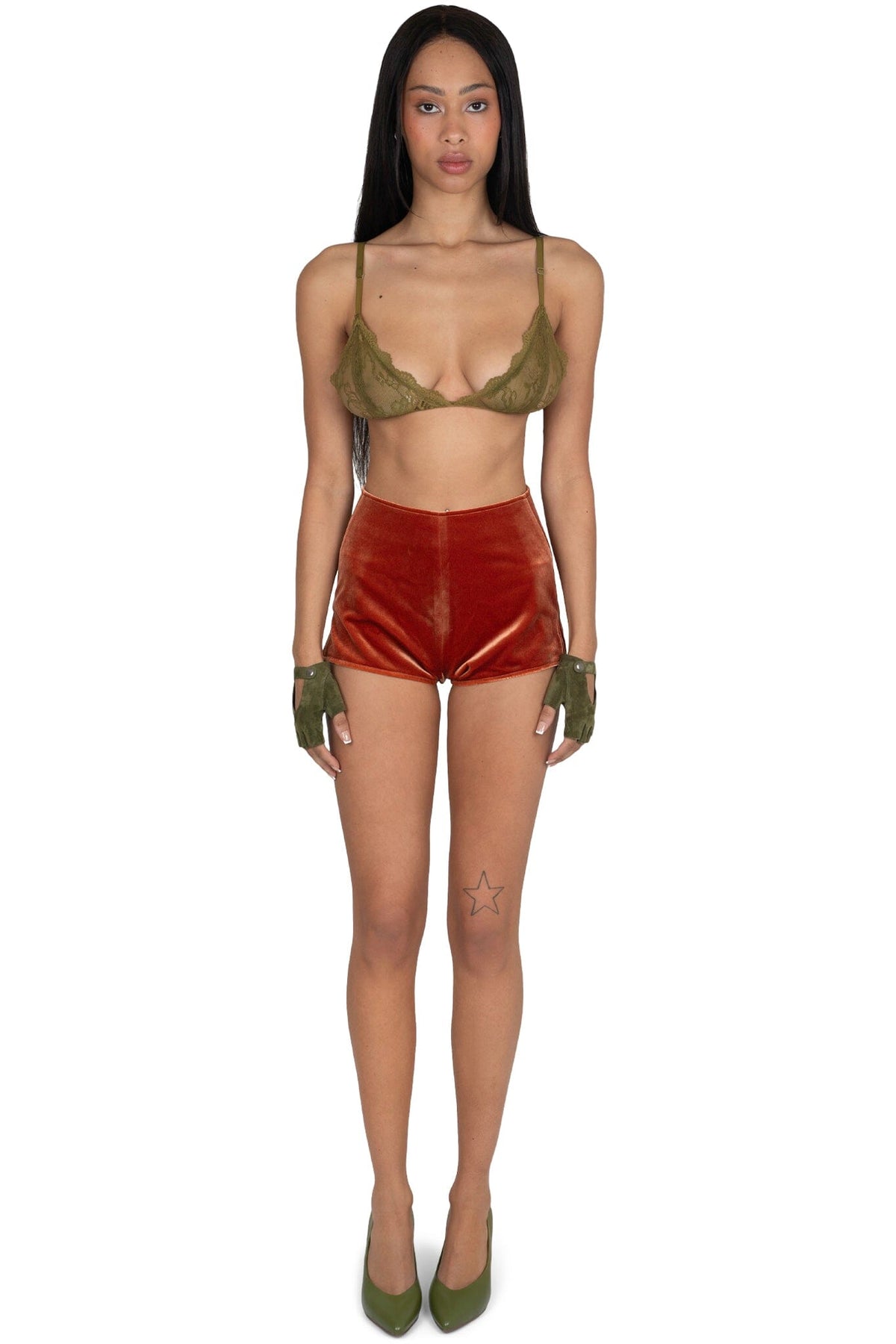 CHEEKZ Jeffrey Campbell Shorts Rust Velvet